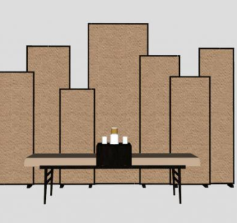 新中式高贵隔断屏风SU模型下载_sketchup草图大师SKP模型