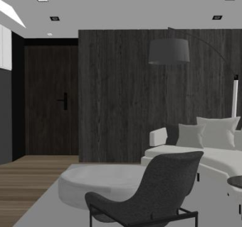 现代简约风客厅设计SU模型下载_sketchup草图大师SKP模型