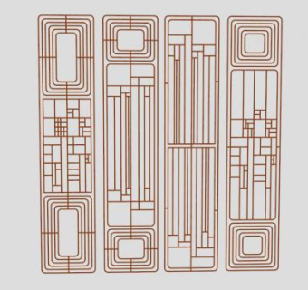 中式花纹屏风SU模型下载_sketchup草图大师SKP模型