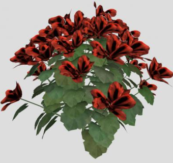 红色的花灌木SU模型下载_sketchup草图大师SKP模型