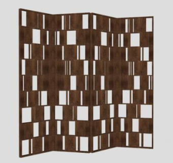 木质简约屏风隔断SU模型下载_sketchup草图大师SKP模型