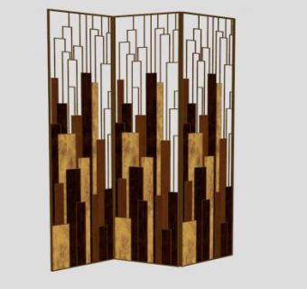 中式时尚屏风隔断SU模型下载_sketchup草图大师SKP模型
