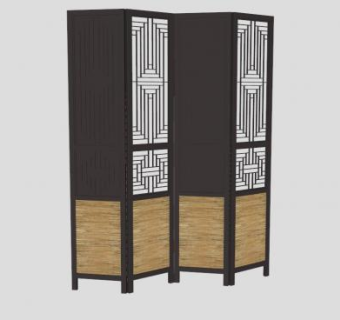 中式仿古庄重屏风隔断SU模型下载_sketchup草图大师SKP模型