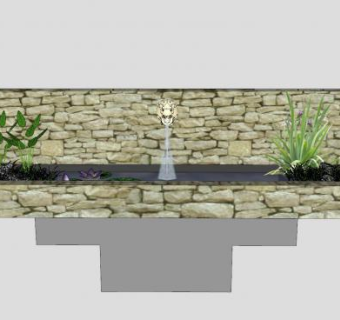 维多利亚风格流水景墙SU模型下载_sketchup草图大师SKP模型