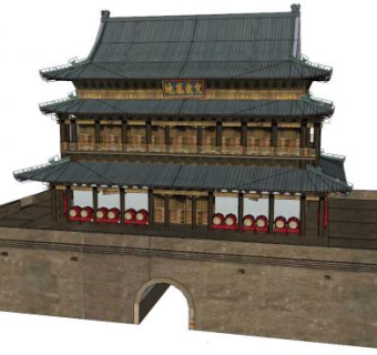 鼓楼su模型下载_sketchup草图大师SKP模型