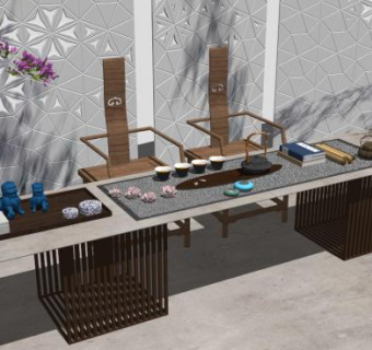 茶桌su模型下载_sketchup草图大师SKP模型