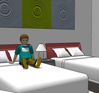 酒店双标间设计SU模型下载_sketchup草图大师SKP模型