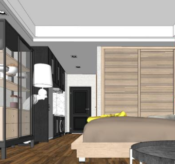 现代简约酒店公寓SU模型下载_sketchup草图大师SKP模型