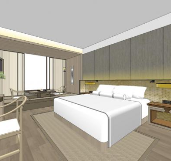 中式标准间套房SU模型下载_sketchup草图大师SKP模型