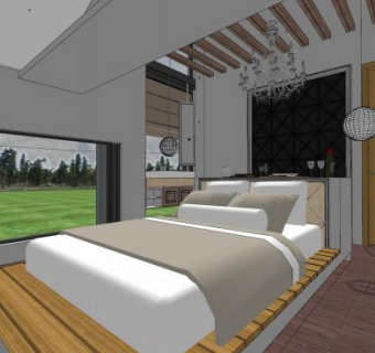 现代酒店客房设计SU模型下载_sketchup草图大师SKP模型