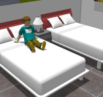 现代酒店标准房SU模型下载_sketchup草图大师SKP模型