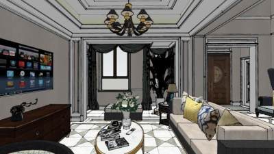 欧式豪华别墅家装组合SU模型下载_sketchup草图大师SKP模型