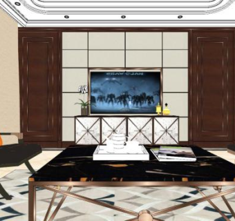 欧式古典客餐厅SU模型下载_sketchup草图大师SKP模型