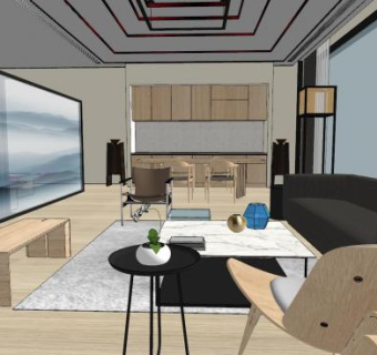 新中式酒店套房SU模型下载_sketchup草图大师SKP模型