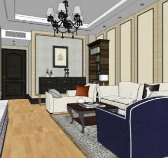 欧式酒店客房套房SU模型下载_sketchup草图大师SKP模型