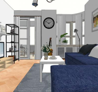 简欧客餐厅SU模型下载_sketchup草图大师SKP模型