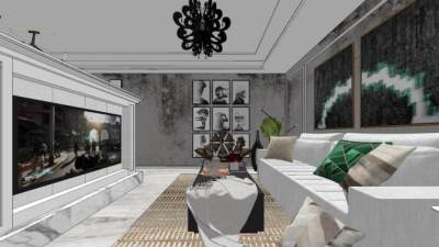 北欧家装组合客厅SU模型下载_sketchup草图大师SKP模型