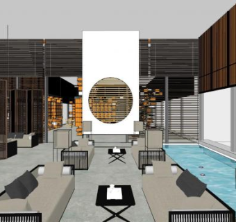 现代禅意中医药会所SU模型下载_sketchup草图大师SKP模型