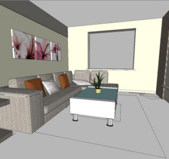 现代温馨的小户型家装SU模型下载_sketchup草图大师SKP模型