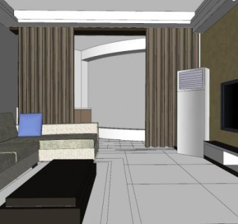 现代轻奢室内客厅家装SU模型下载_sketchup草图大师SKP模型