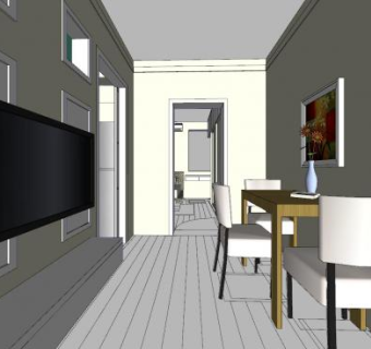 极简风格家装设计SU模型下载_sketchup草图大师SKP模型
