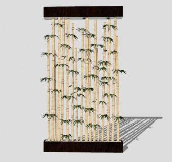 中式竹子背景墙SU模型下载_sketchup草图大师SKP模型