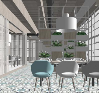 小清新北欧餐厅SU模型下载_sketchup草图大师SKP模型