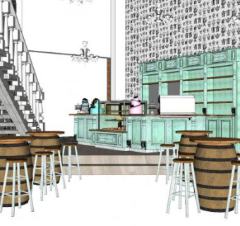 美式蛋糕店SU模型下载_sketchup草图大师SKP模型