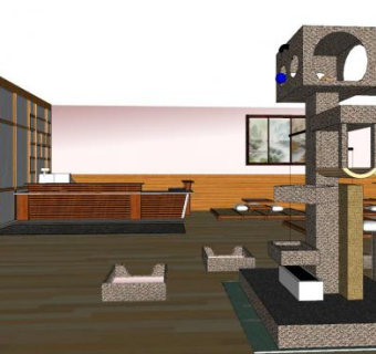 日式风格榻榻米咖啡馆SU模型下载_sketchup草图大师SKP模型