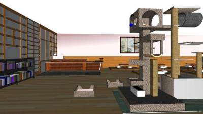 日式风格榻榻米咖啡馆SU模型下载_sketchup草图大师SKP模型