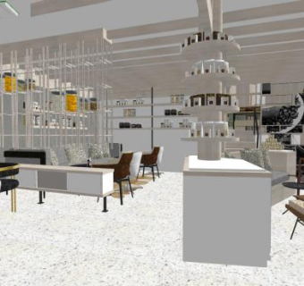 小清新风快餐咖啡厅SU模型下载_sketchup草图大师SKP模型