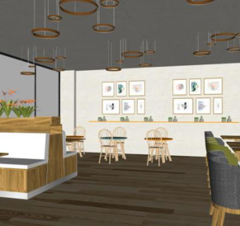 现代简约咖啡店室内SU模型下载_sketchup草图大师SKP模型