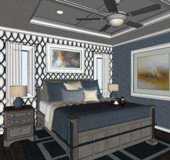 卧室su模型下载_sketchup草图大师SKP模型