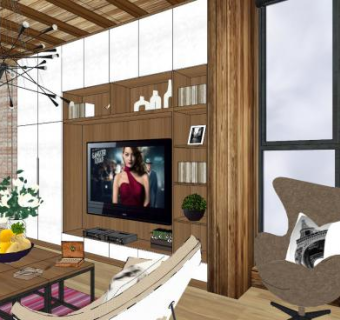 北欧客餐厅设计SU模型下载_sketchup草图大师SKP模型