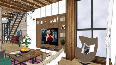 北欧客餐厅设计SU模型下载_sketchup草图大师SKP模型