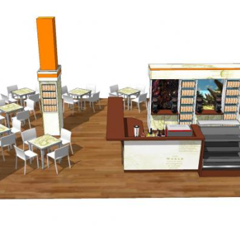现代咖啡厅室内SU模型下载_sketchup草图大师SKP模型