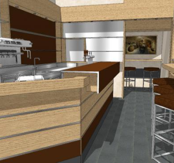 现代简约咖啡厅设计SU模型下载_sketchup草图大师SKP模型