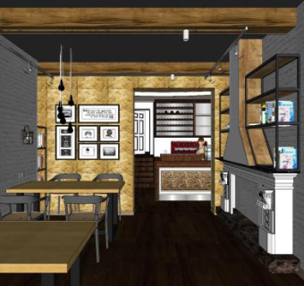 现代风咖啡厅室内SU模型下载_sketchup草图大师SKP模型