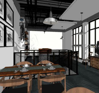 简约风格咖啡店SU模型下载_sketchup草图大师SKP模型