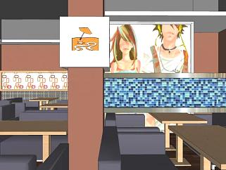 现代休闲咖啡厅设计SU模型下载_sketchup草图大师SKP模型