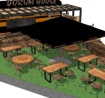 露天咖啡店SU模型下载_sketchup草图大师SKP模型