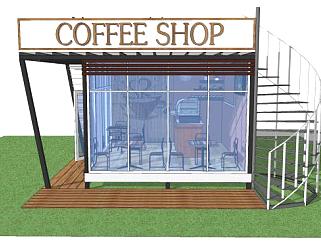 小型休闲咖啡厅SU模型下载_sketchup草图大师SKP模型