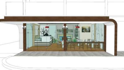 简约现代咖啡店SU模型下载_sketchup草图大师SKP模型