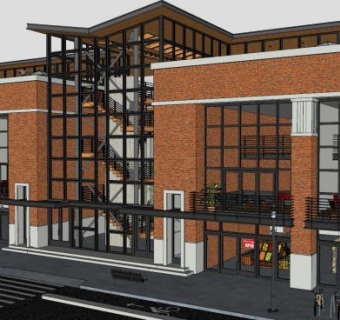 现代大型咖啡店SU模型下载_sketchup草图大师SKP模型