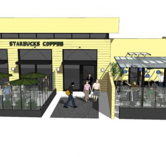 现代休闲露天咖啡店SU模型下载_sketchup草图大师SKP模型