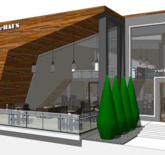 现代商务型咖啡厅SU模型下载_sketchup草图大师SKP模型