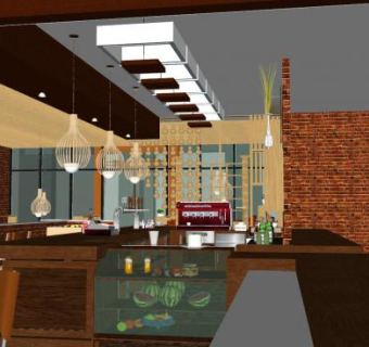 现代商务型咖啡店SU模型下载_sketchup草图大师SKP模型