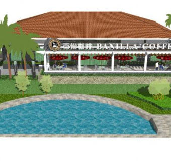 百怡咖啡店SU模型下载_sketchup草图大师SKP模型