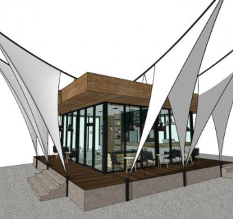 现代主义咖啡馆SU模型下载_sketchup草图大师SKP模型