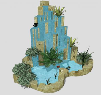 瀑布su模型下载_sketchup草图大师SKP模型